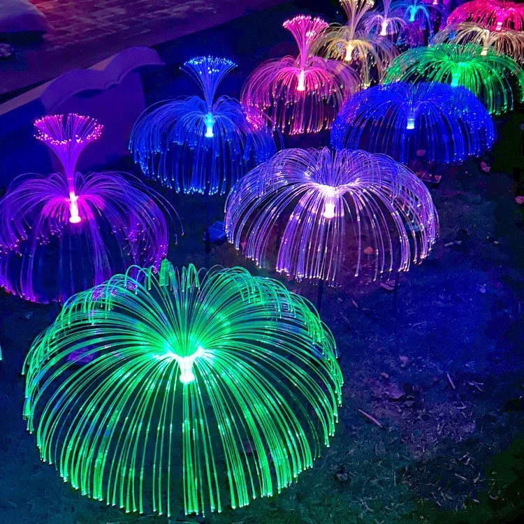 Solar jellyfish fiber optic light, courtyard garden atmosphere, outdoor light, balcony decoration and arrangement, landscape, ground lawn light, festival decoration detail image 8