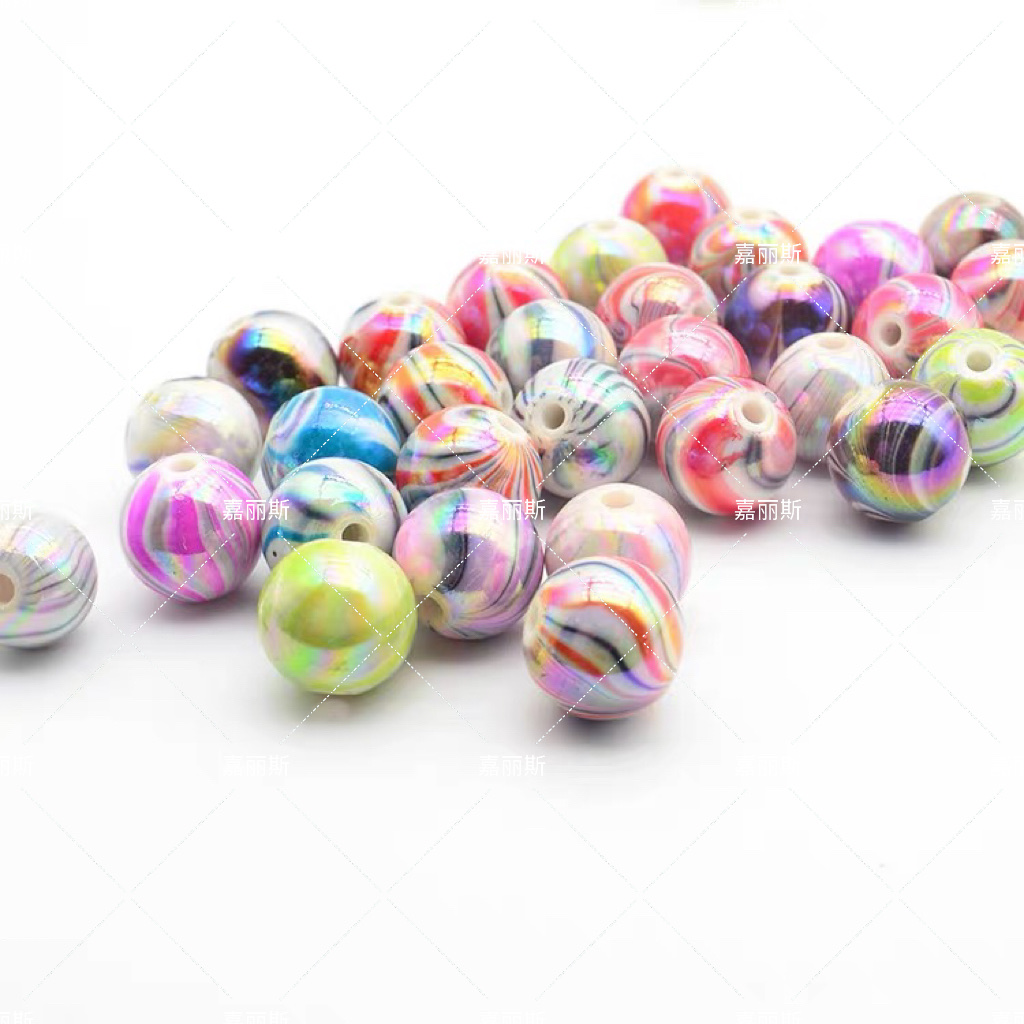 diy handmade jewelry accessories, necklaces, bracelets and hair accessories made of acrylic beads with iridesy wood grain and water ripple patterns Specification image