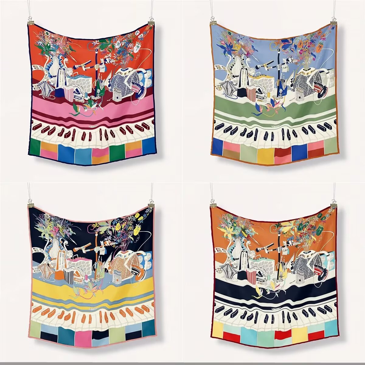 53 Twill Small Square Scarf Summer New Fresh European Silk Scarf Scarf Casual All-Match Age Reduction Fashion Scarf Application Scenario