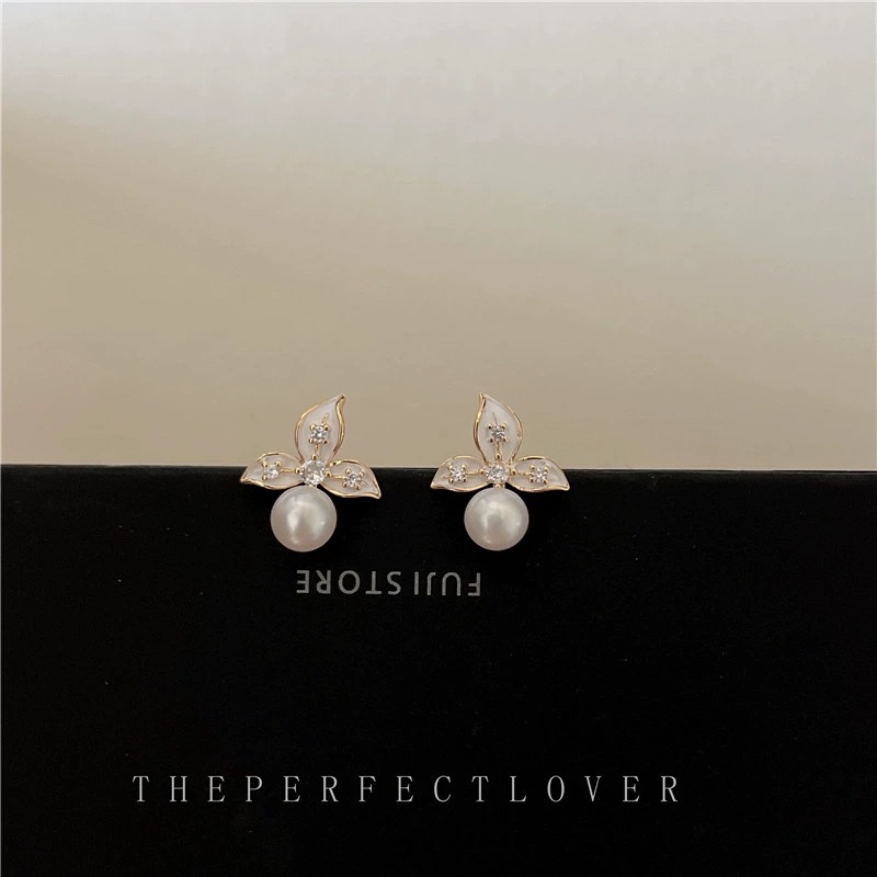 轻奢山茶花设计感耳钉女时尚气质小众级感淡水珍珠耳环百搭耳饰详情图2