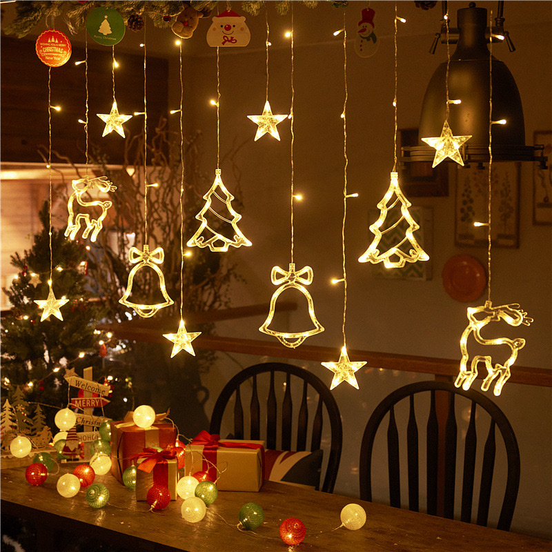 led Christmas series curtain lights, Christmas decoration and arrangement, Christmas lighting fixtures, Christmas decorations, festival outfits Specification image