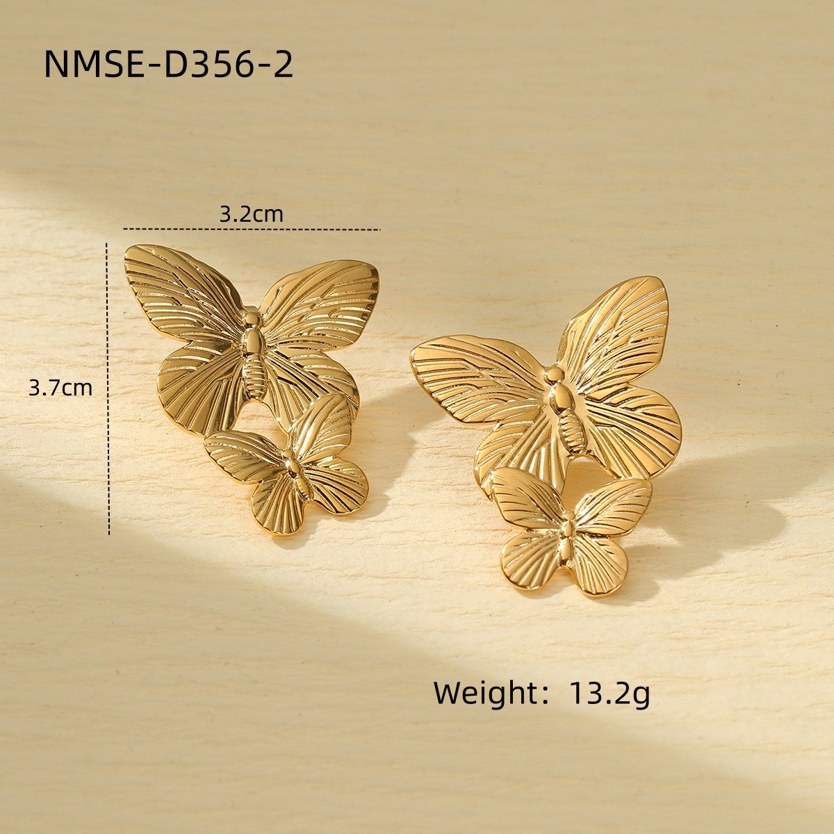 Fashionable, niche and high-end butterfly titanium steel earrings, French retro new style, versatile and trendy stainless steel flower stud earrings detail image 8