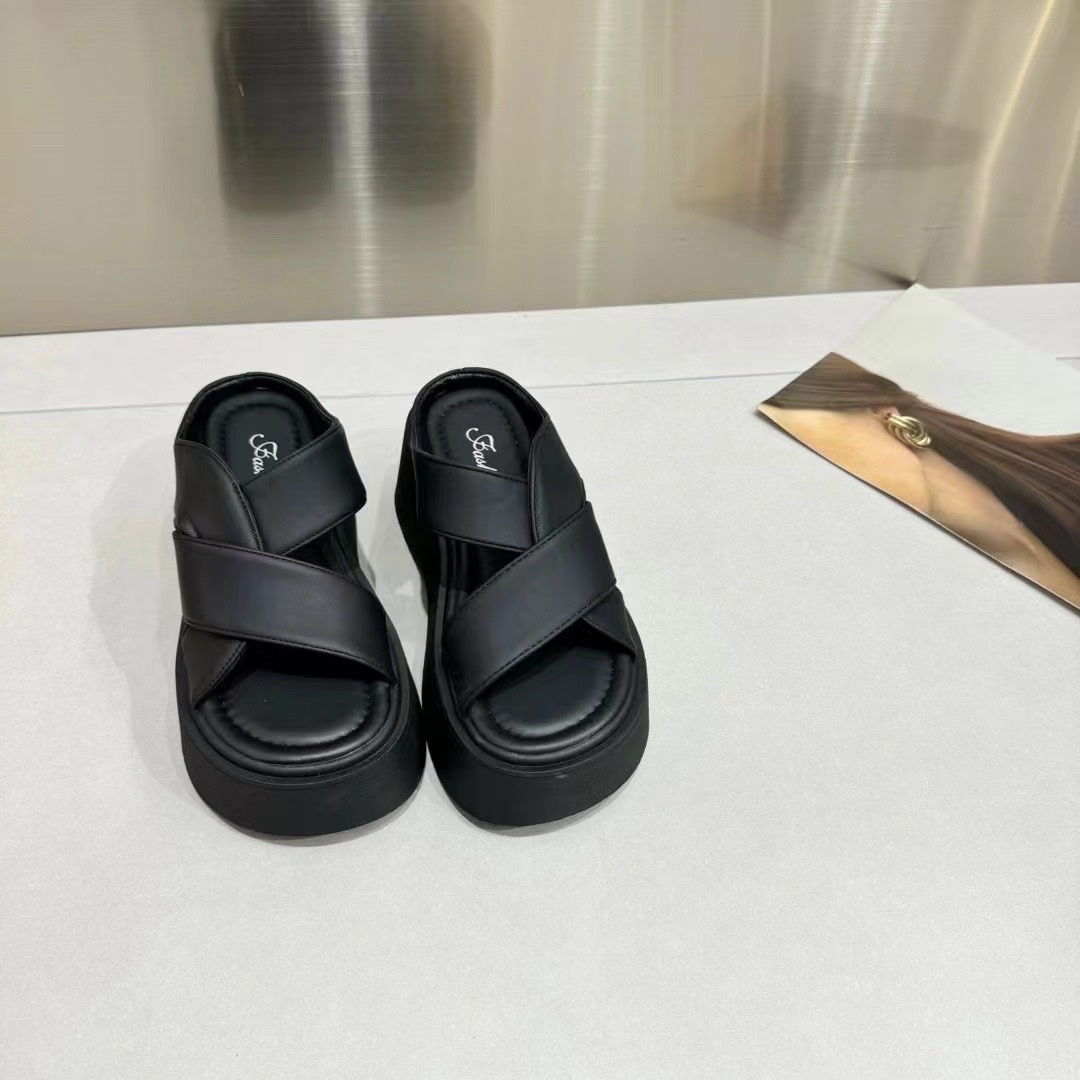 小个子增高7cm厚底显腿长凉拖松糕凉鞋百搭外穿拖鞋夏季凉拖女款时尚细节图