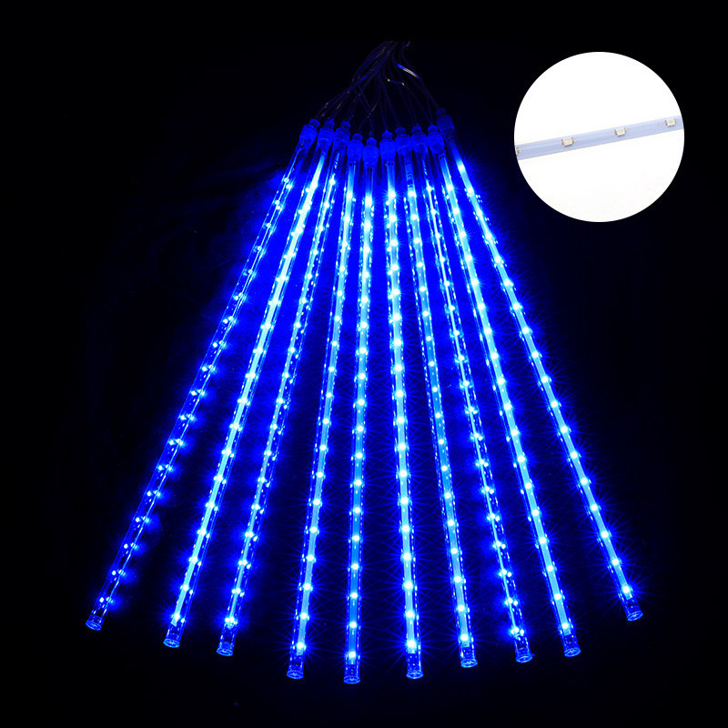 Meteor shower light string, outdoor waterproof LED light project, street lighting, tree hanging color lights, flowing water lights, festival decorative lights, Christmas decorations, festival dress-up Specification image