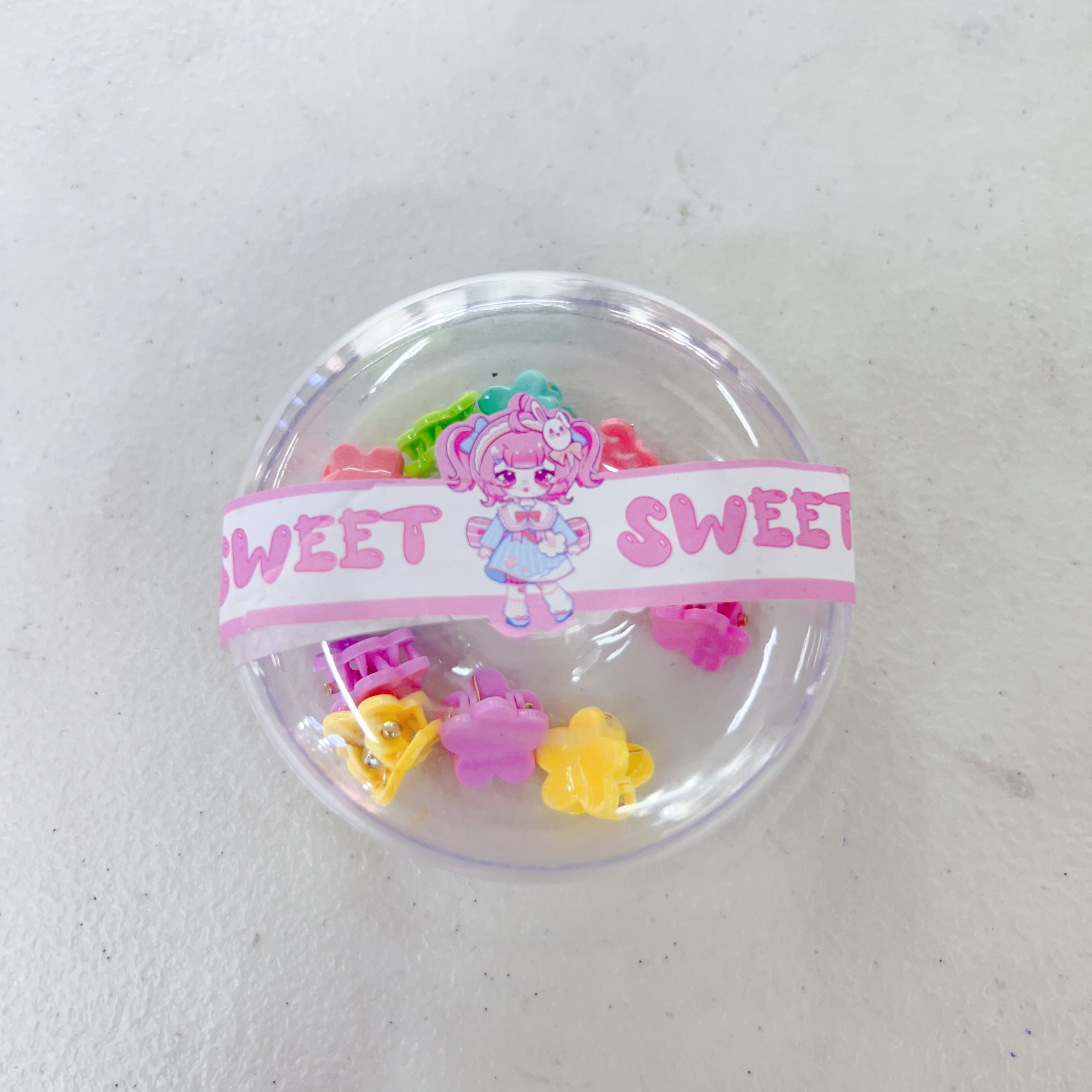 Mini mini children's grab clips, baby side hair clips, girl's broken hair bangs clips, cute hair grab headwear, doughnut box set, 12 grab clips detail image 2