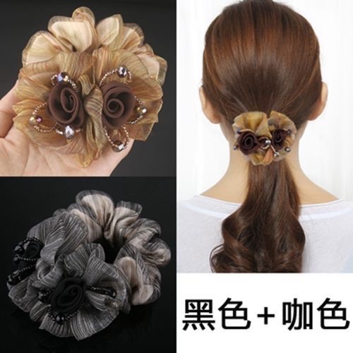 Fashionable lady's large intestine hair band, hair tie, hair band, hair tie, hair accessory, simple and durable, does not damage hair, high-elasticity hair band, hair band, hair tie, large intestine hair band details Picture