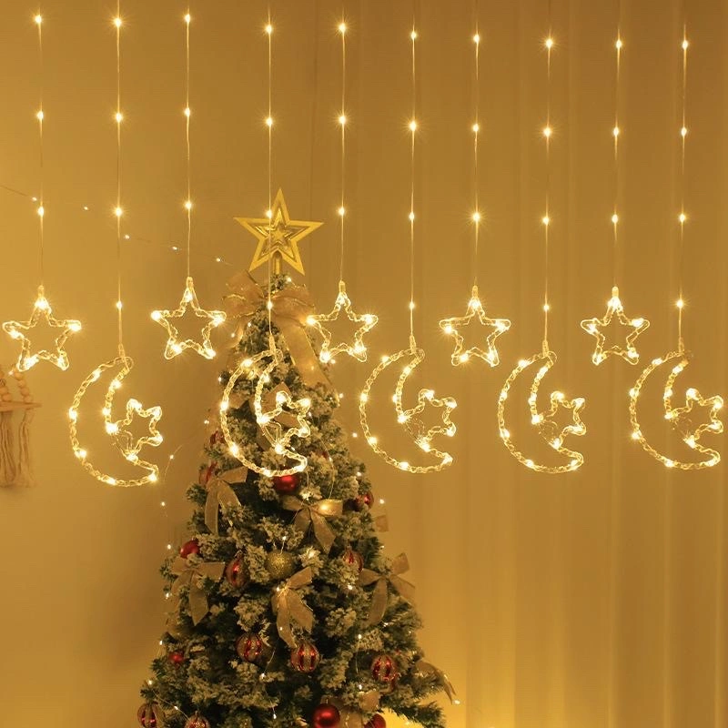 Source factory LED star lights, Christmas festival decorative lights, window display hanging curtain lights, hanging atmosphere lights, Christmas decorations, festival decorations detail image 7