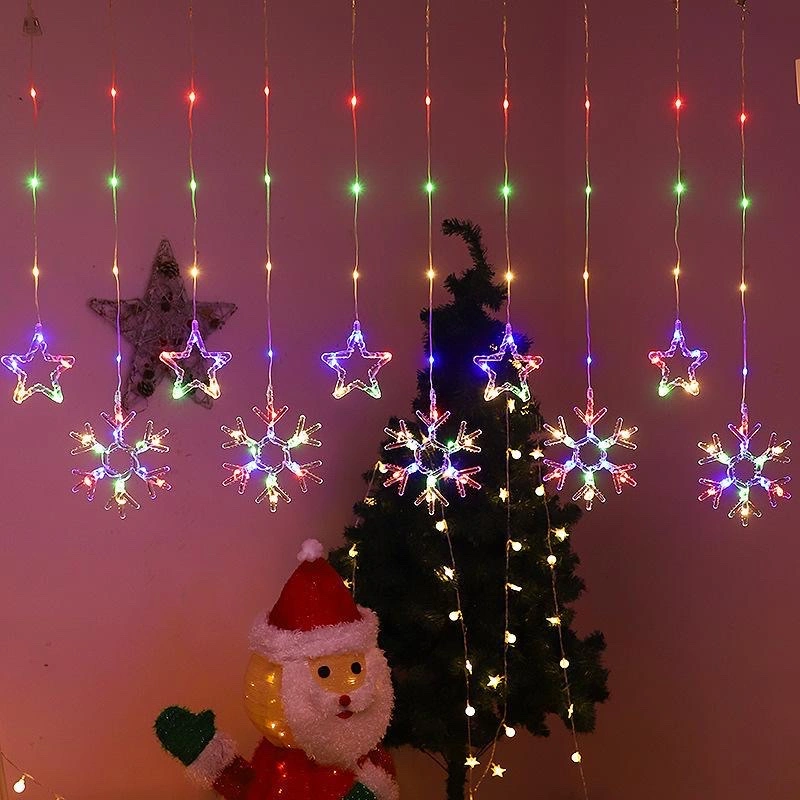 Source factory LED star lights, Christmas festival decorative lights, window display hanging curtain lights, hanging atmosphere lights, Christmas decorations, festival decorations detail image 10