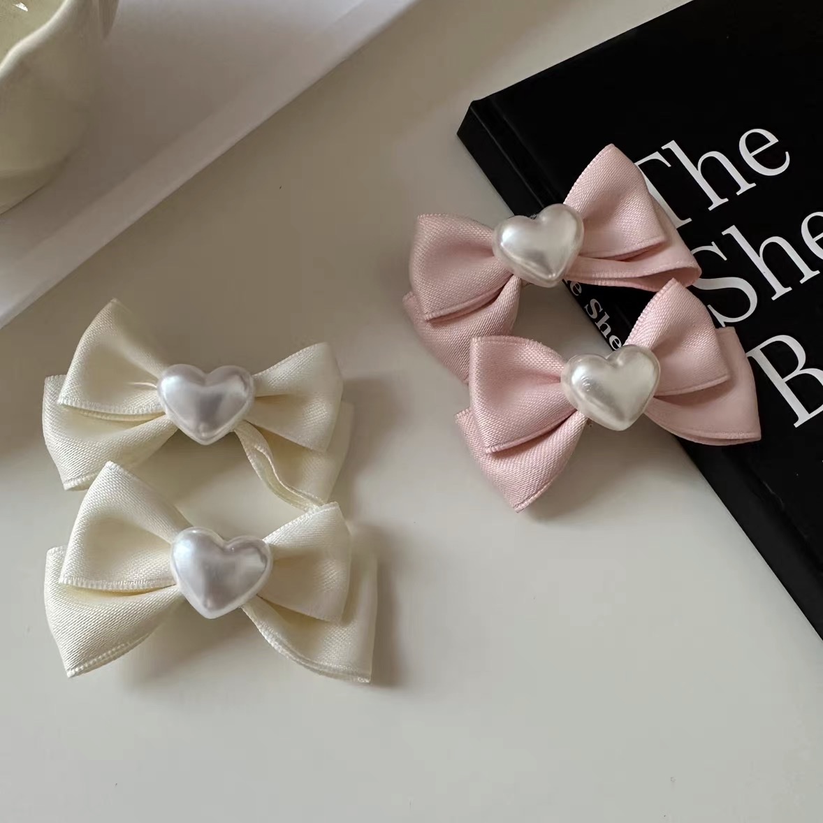 可爱甜美少女系珍珠安心蝴蝶结发夹刘海夹碎发边夹双马尾发卡发饰发夹发夹发夹发饰产品图