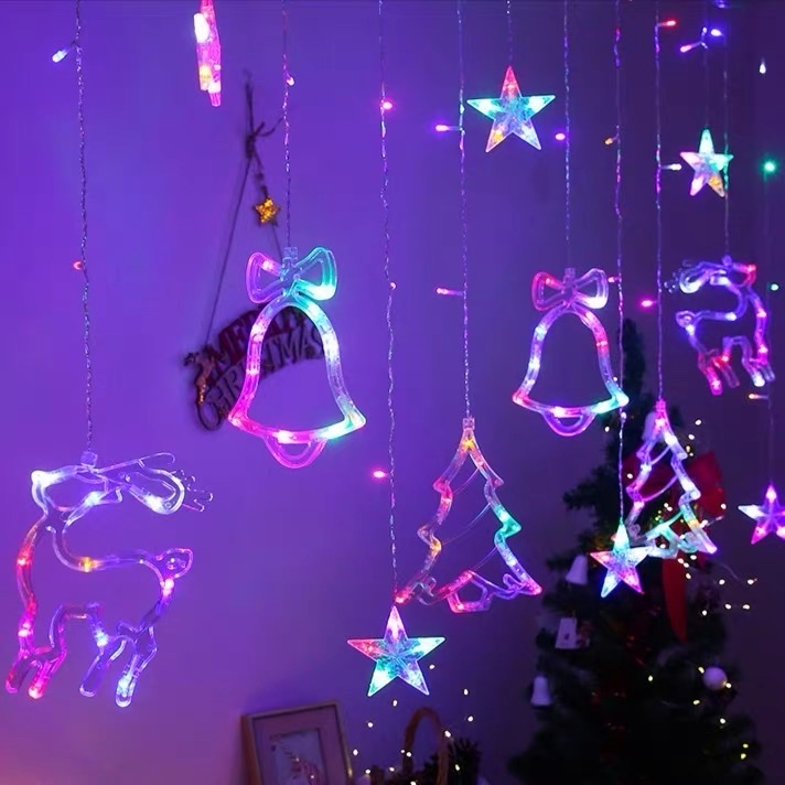 led Christmas series curtain lights, Christmas decoration and arrangement, Christmas lighting fixtures, Christmas decorations, festival outfits