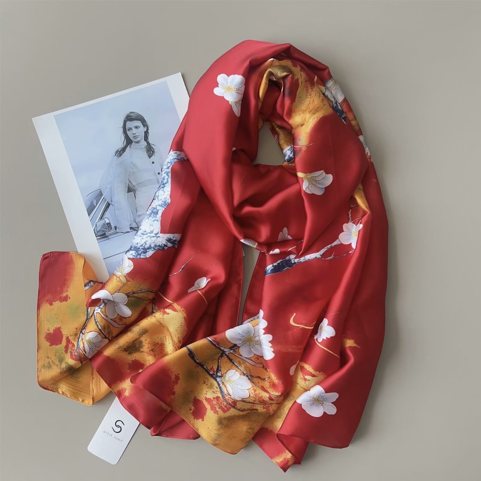 High-Grade Brocade Silk Scarf Elegant High-Grade Long Towel With Fashion Sunblock Beach Towel Air Conditioning Shawl details Picture