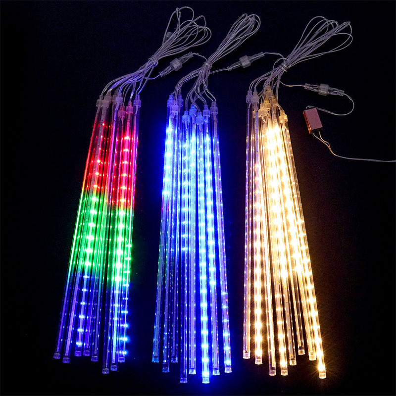 Meteor shower light string, outdoor waterproof LED light project, street lighting, tree hanging color lights, flowing water lights, festival decorative lights, Christmas decorations, festival dress-up Item Picture