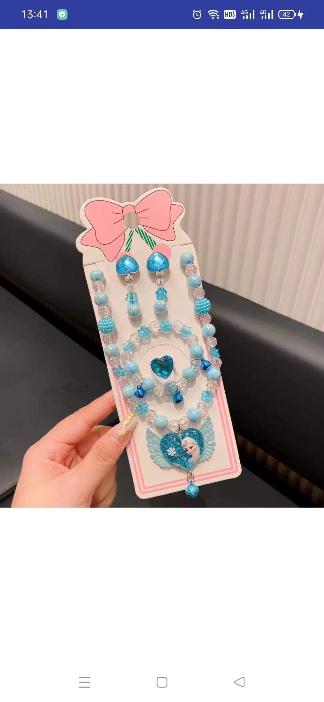 Cute girl 4-piece necklace (necklace - earrings - bracelet - ring) Baby accessories details Picture