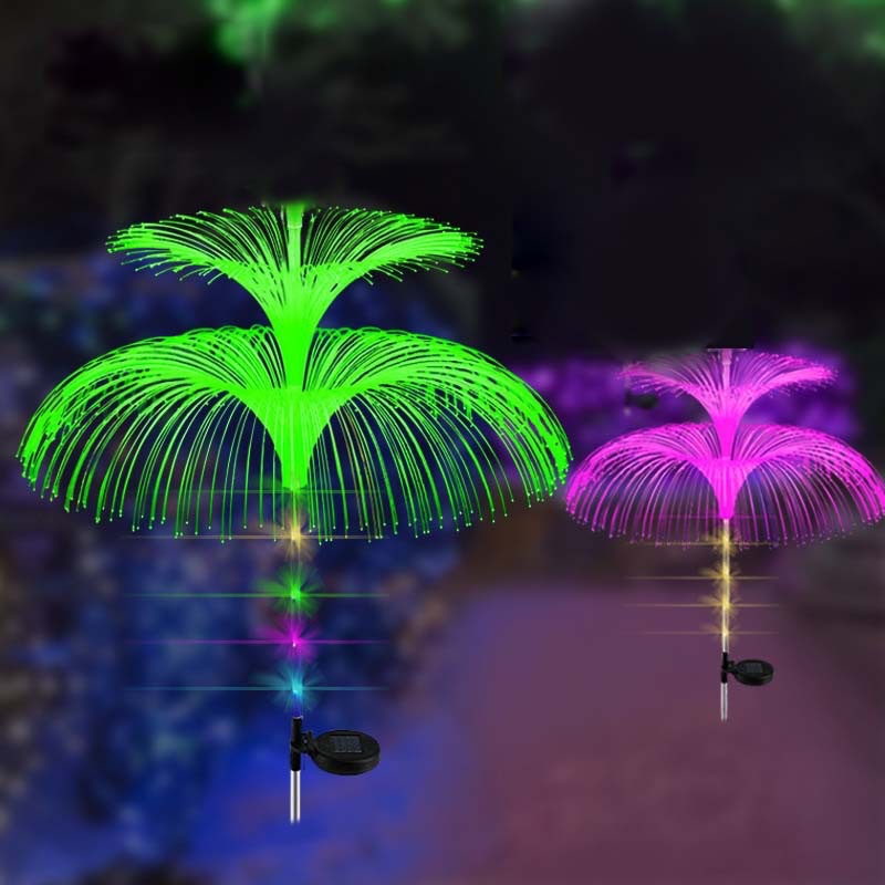 Solar jellyfish fiber optic light, courtyard garden atmosphere, outdoor light, balcony decoration and arrangement, landscape, ground lawn light, festival decoration detail image 11