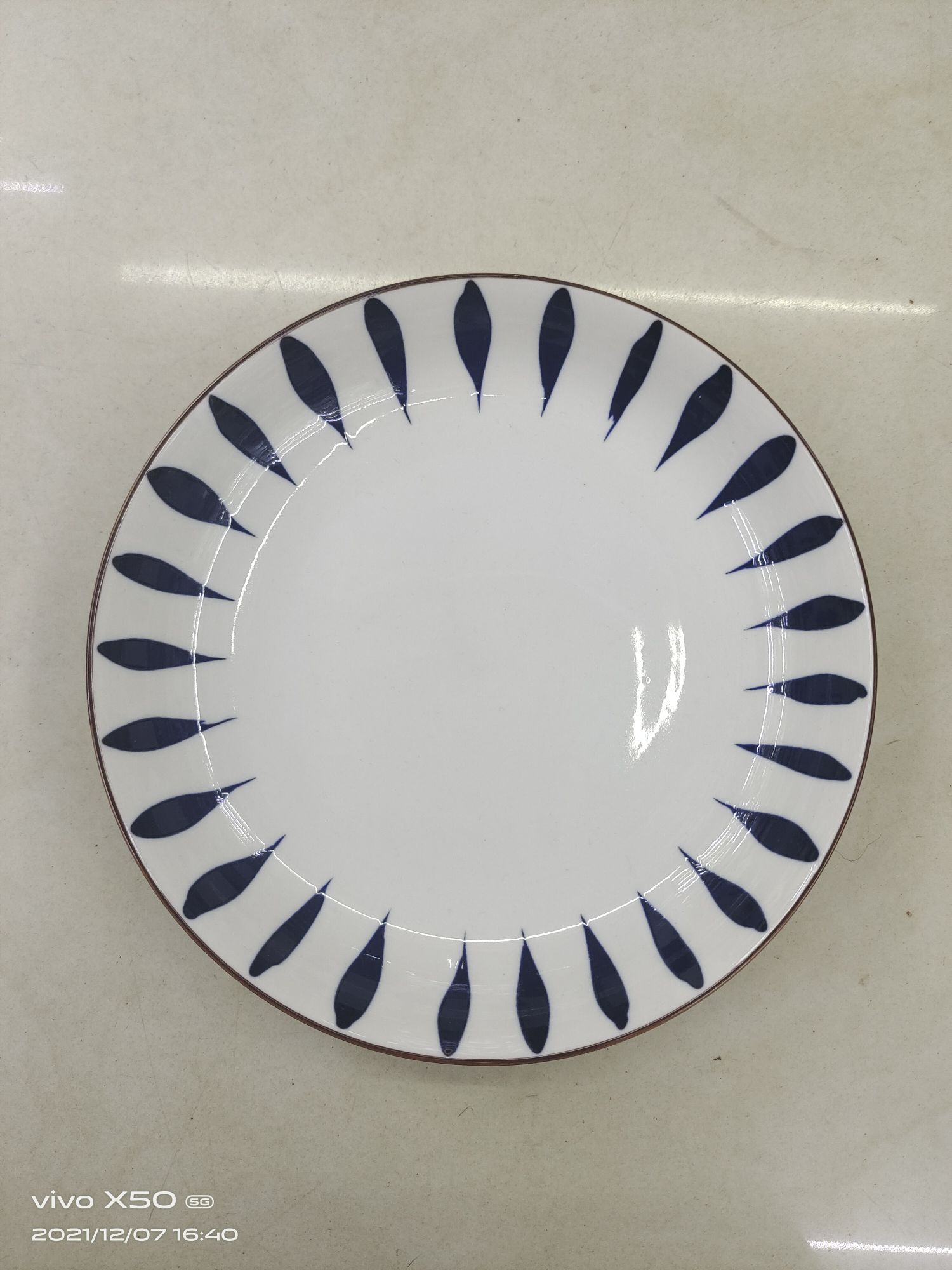 Traditional Blue and White Porcelain Dinner Plate
