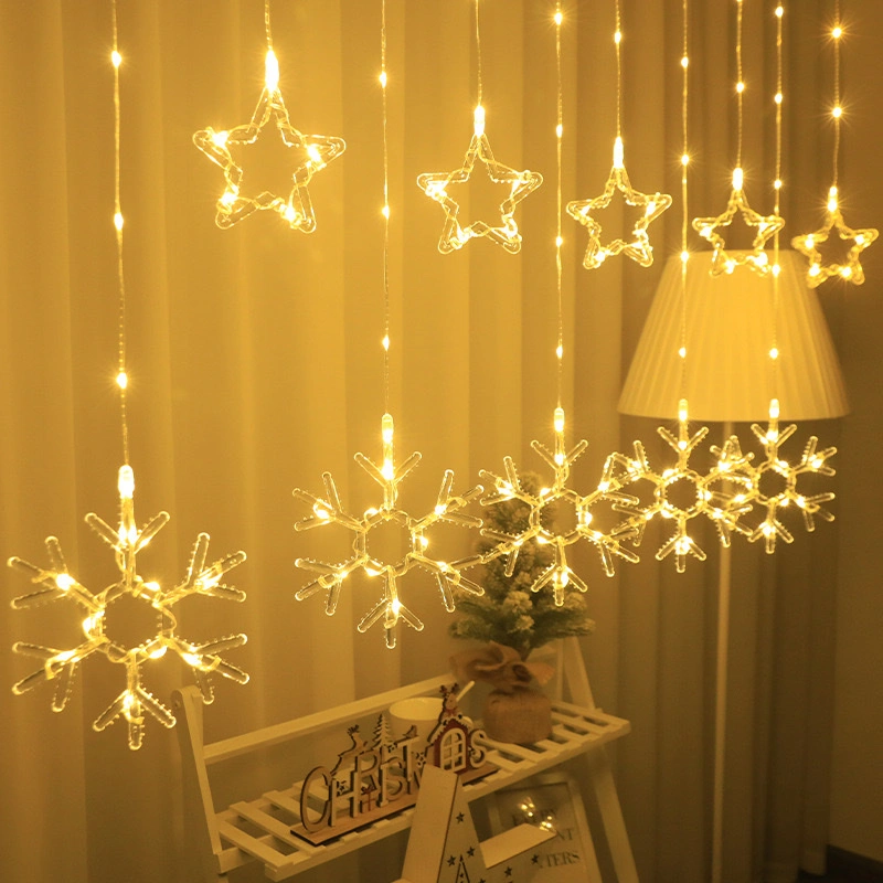Source factory LED star lights, Christmas festival decorative lights, window display hanging curtain lights, hanging atmosphere lights, Christmas decorations, festival decorations detail image 4