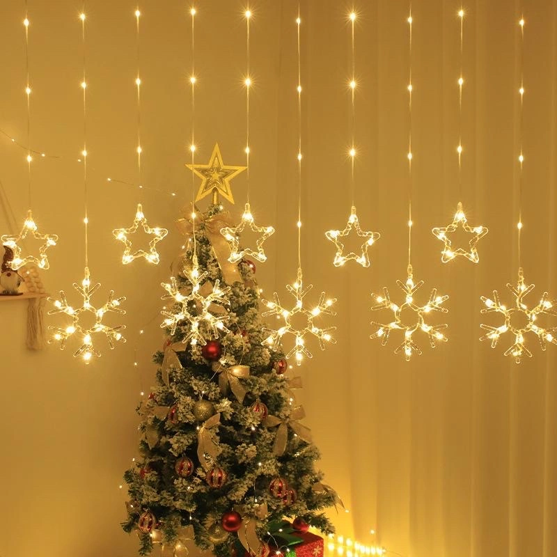Source factory LED star lights, Christmas festival decorative lights, window display hanging curtain lights, hanging atmosphere lights, Christmas decorations, festival decorations detail image 6