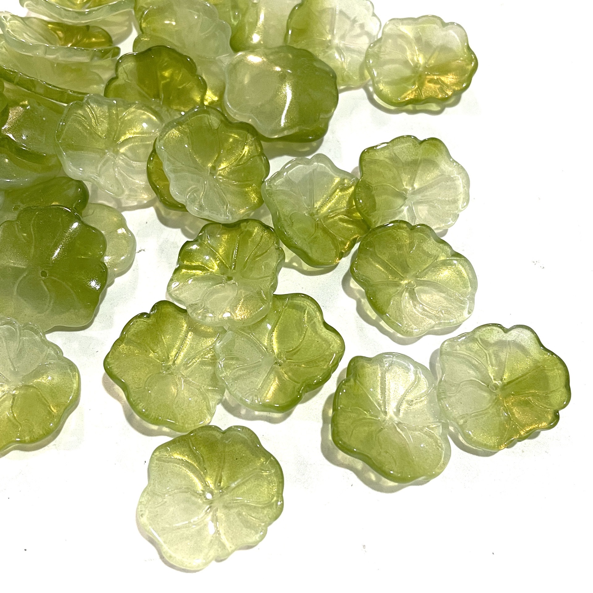 捷克琉璃20x22mm立体荷叶琉璃叶子diy手工古风发簪头饰制作材 