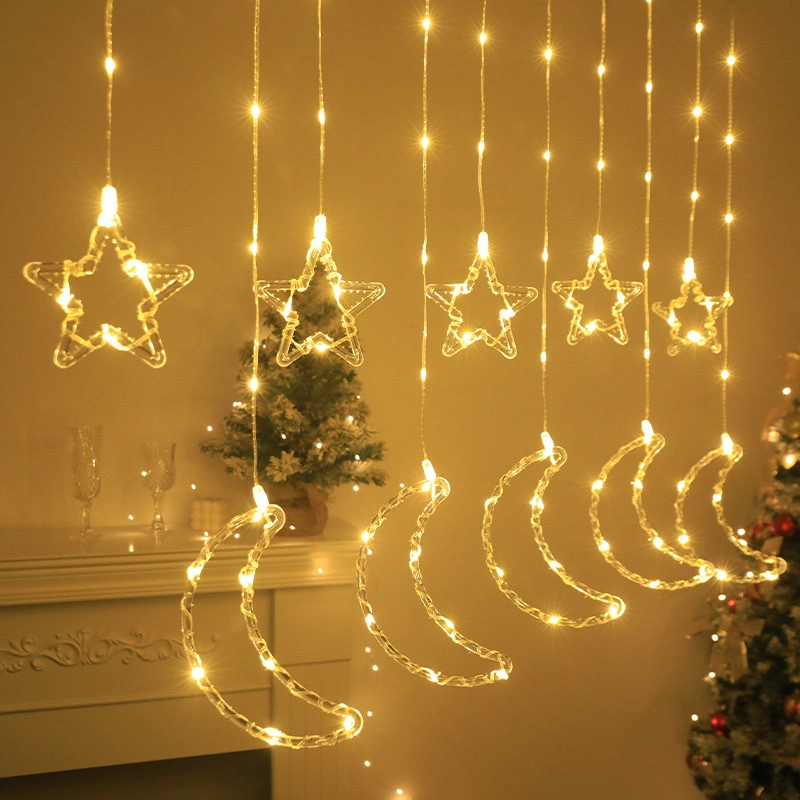 Source factory LED star lights, Christmas festival decorative lights, window display hanging curtain lights, hanging atmosphere lights, Christmas decorations, festival decorations detail image 3