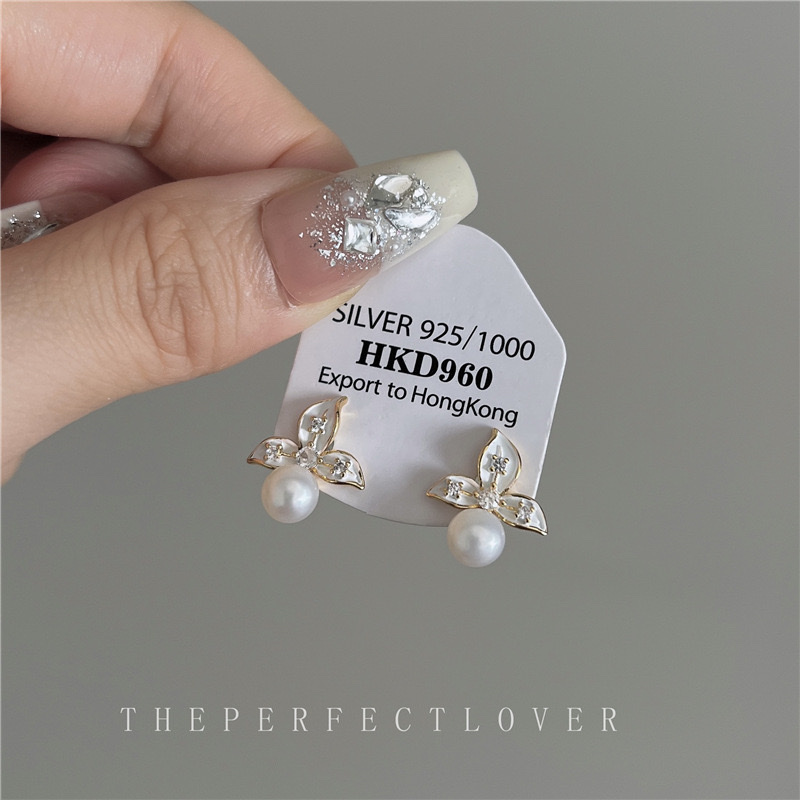 轻奢山茶花设计感耳钉女时尚气质小众级感淡水珍珠耳环百搭耳饰详情图6