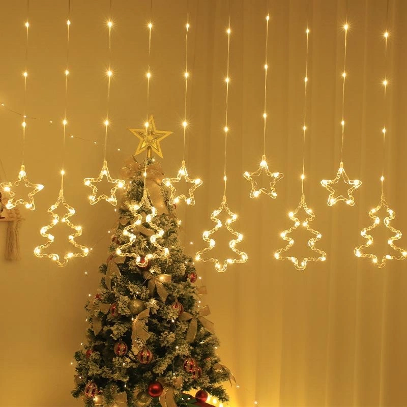 Source factory LED star lights, Christmas festival decorative lights, window display hanging curtain lights, hanging atmosphere lights, Christmas decorations, festival decorations detail image 9