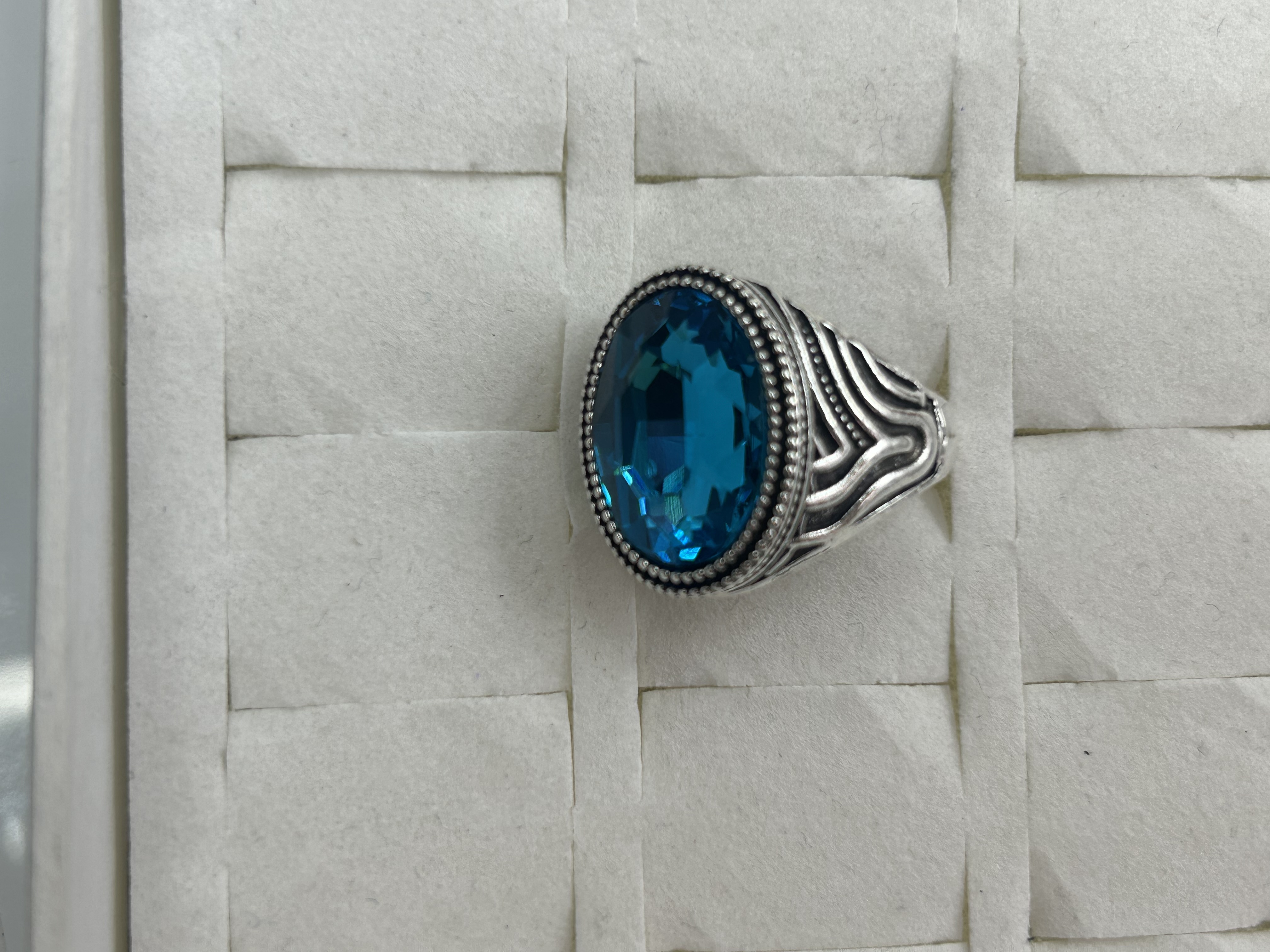 合金男士戒指仿玉石镶嵌 银戒指女个性设计 独特合金戒指 时尚潮流饰品男士戒指玉石戒指合金戒指玻璃钻详情图2