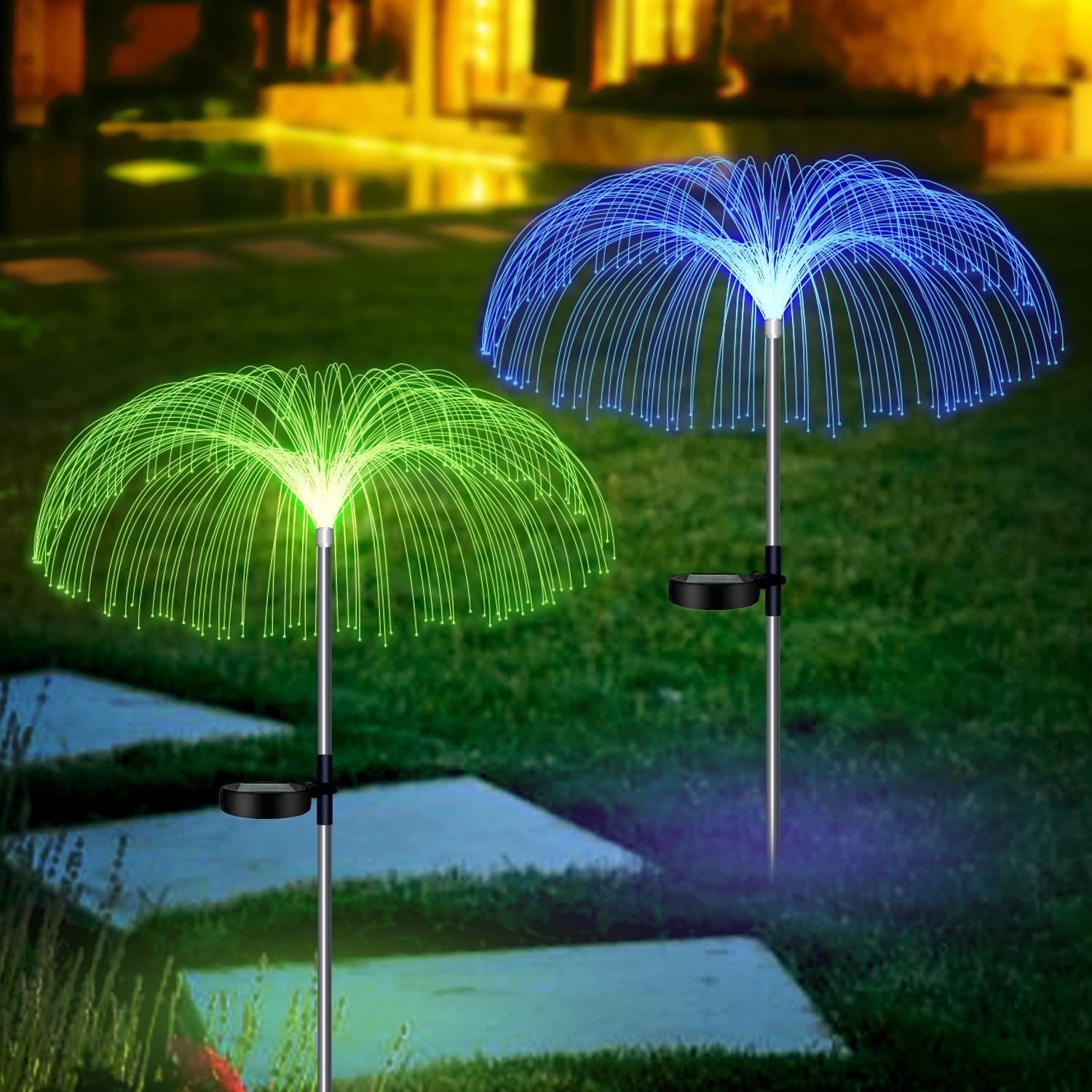 Solar jellyfish fiber optic light, courtyard garden atmosphere, outdoor light, balcony decoration and arrangement, landscape, ground lawn light, festival decoration detail image 12