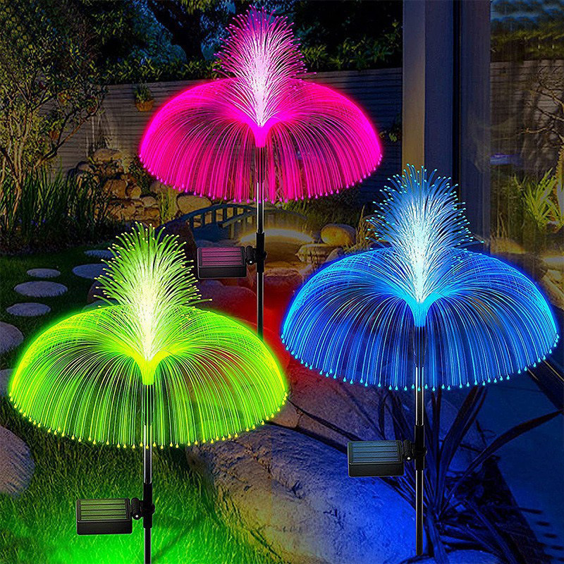 Solar jellyfish fiber optic light, courtyard garden atmosphere, outdoor light, balcony decoration and arrangement, landscape, ground lawn light, festival decoration detail image 3