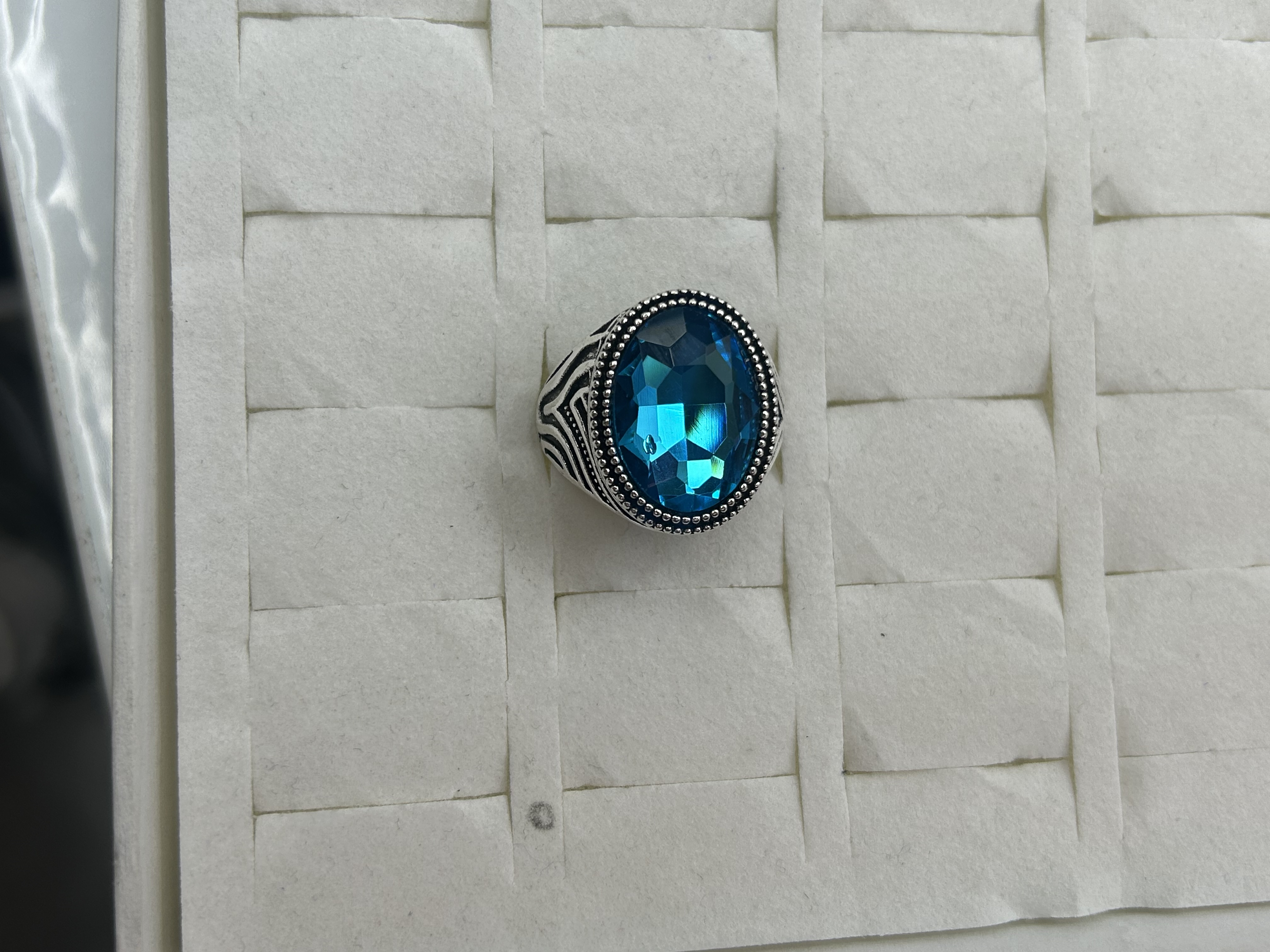 合金男士戒指仿玉石镶嵌 银戒指女个性设计 独特合金戒指 时尚潮流饰品男士戒指玉石戒指合金戒指玻璃钻细节图