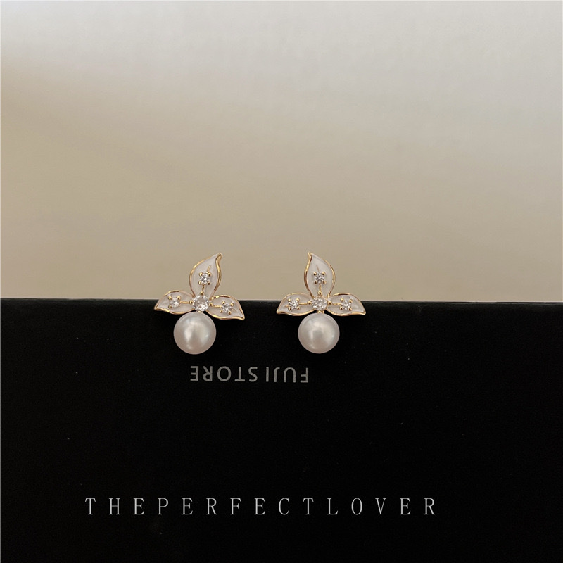 轻奢山茶花设计感耳钉女时尚气质小众级感淡水珍珠耳环百搭耳饰详情图5