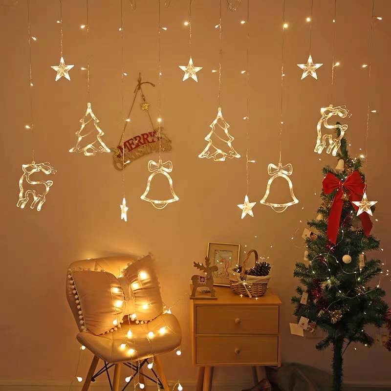led Christmas series curtain lights, Christmas decoration and arrangement, Christmas lighting fixtures, Christmas decorations, festival outfits details Picture
