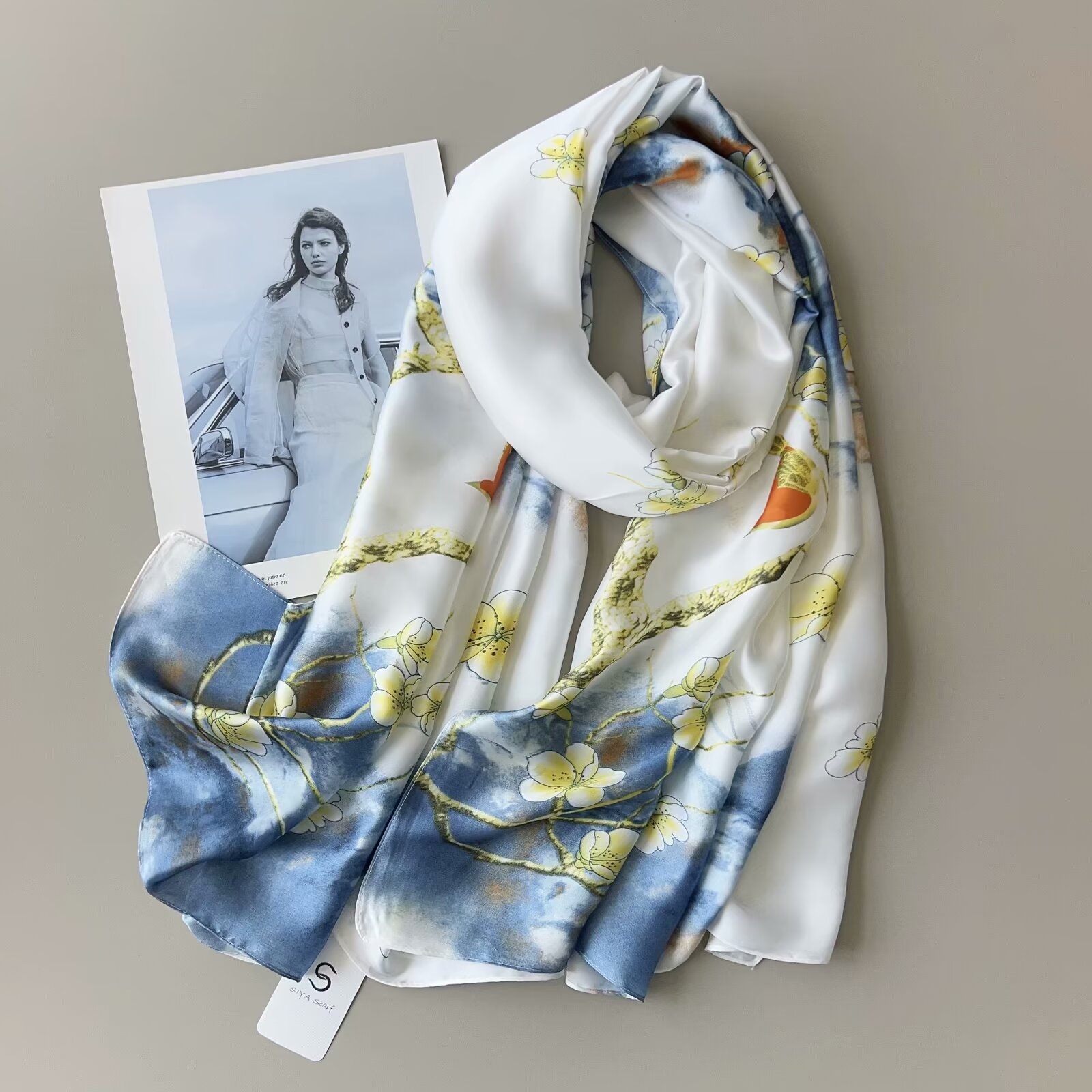 High-Grade Brocade Silk Scarf Elegant High-Grade Long Towel With Fashion Sunblock Beach Towel Air Conditioning Shawl Specification drawing