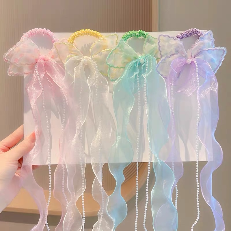 Bow ribbon hair tie, children's rubber band, baby's hair won't hurt, bun hairstyle, hair tie, princess braided hair, hair band headwear, hair accessories, hair clips, creative accessories, hair accessories, hair clips, claw clips, creative accessories, hair bands, hair clips, hair ties, girls' autumn
