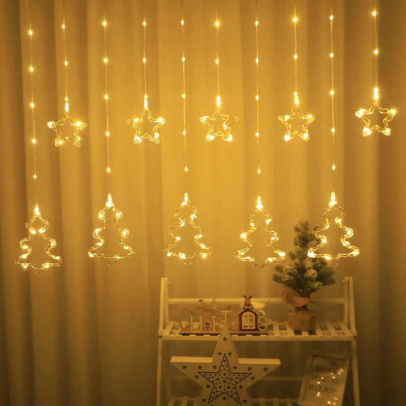 Source factory LED star lights, Christmas festival decorative lights, window display hanging curtain lights, hanging atmosphere lights, Christmas decorations, festival decorations detail image 5