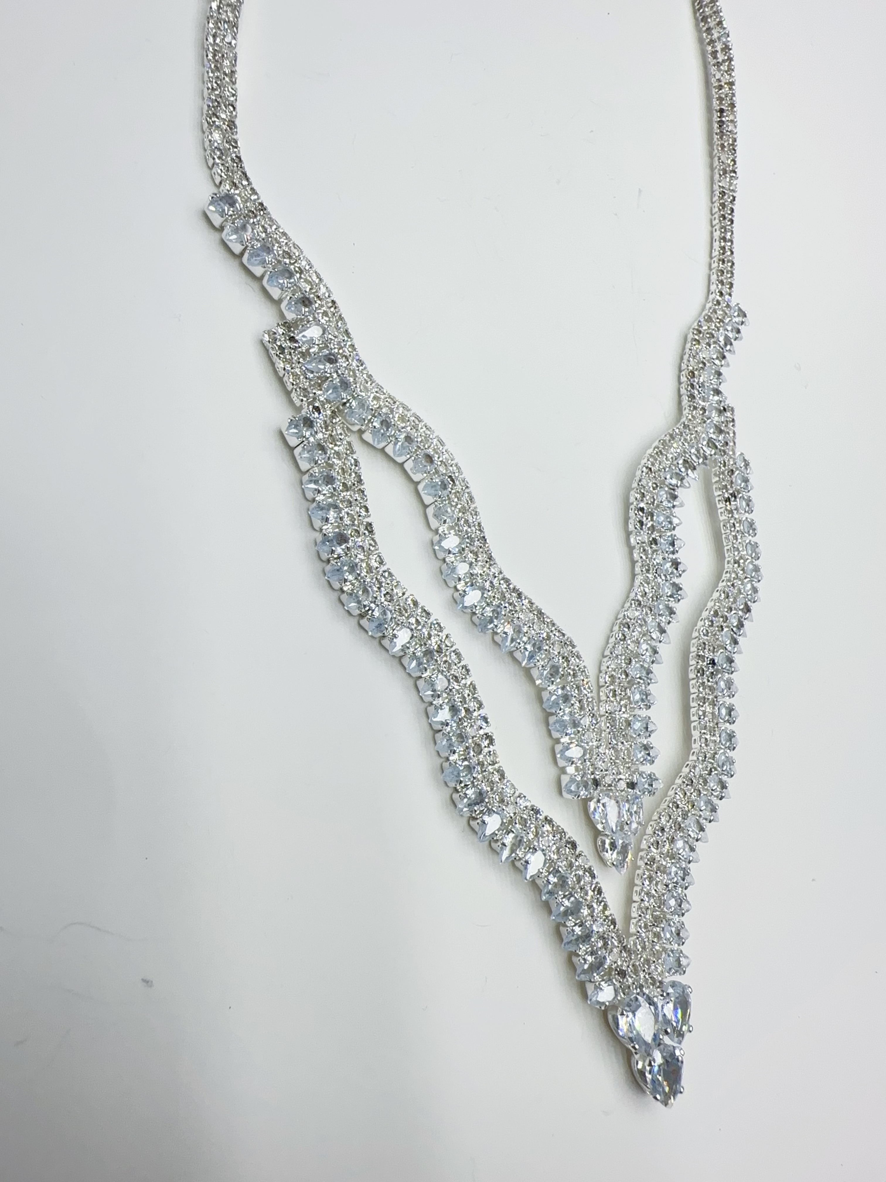 Zircon necklace, European and American cross-border necklace set, earrings jewelry set, banquet dress chain, fashionable and versatile bride accessories wholesale necklace Specification image