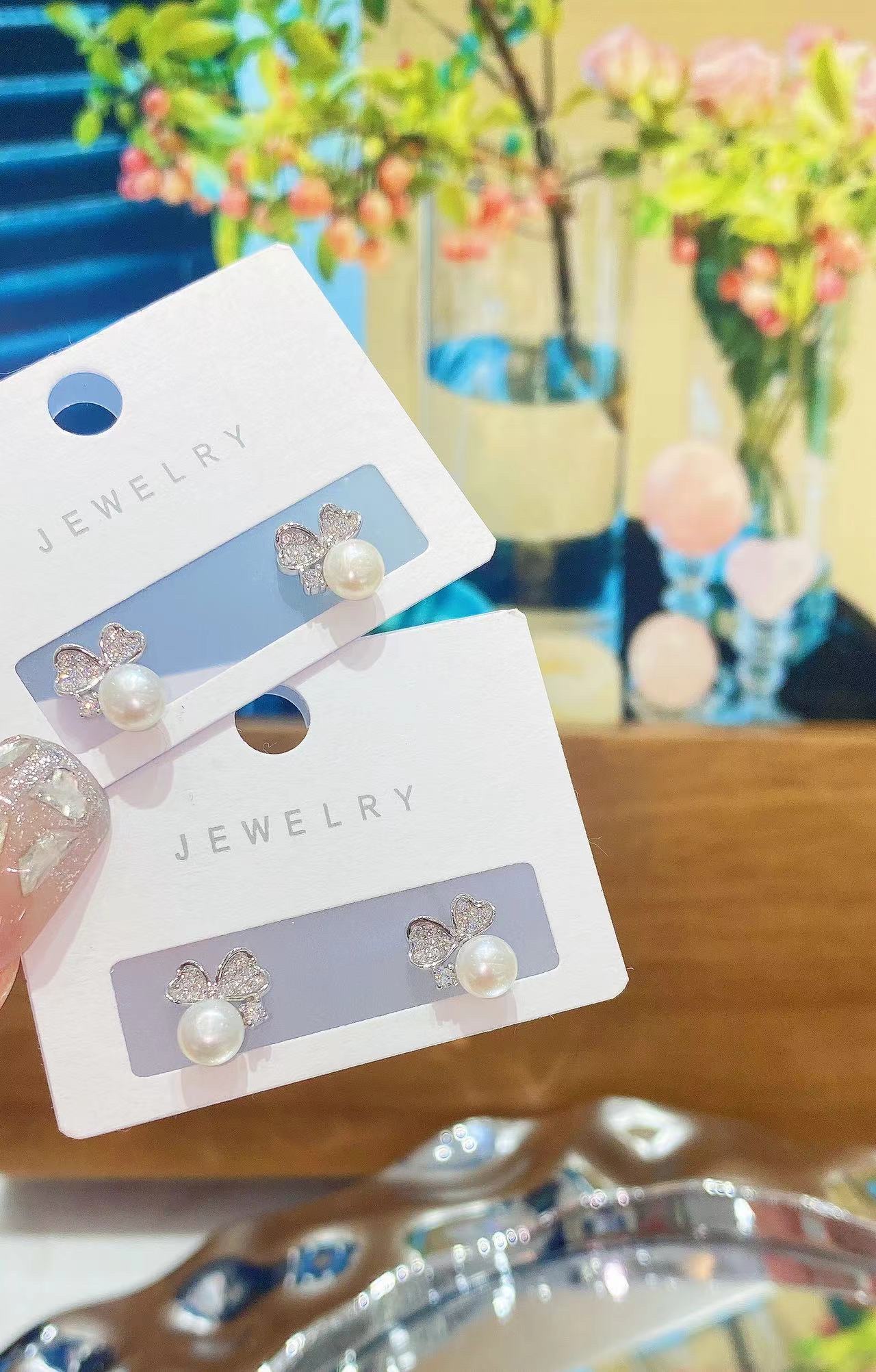 925纯银珍珠耳钉   简约时尚高级百搭款  混款批发   耳饰详情图2