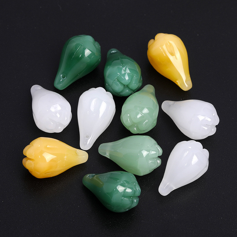 琉璃玉兰花苞吊坠手工diy自制古风发簪头饰发饰簪子耳环材料配件 饰品配件