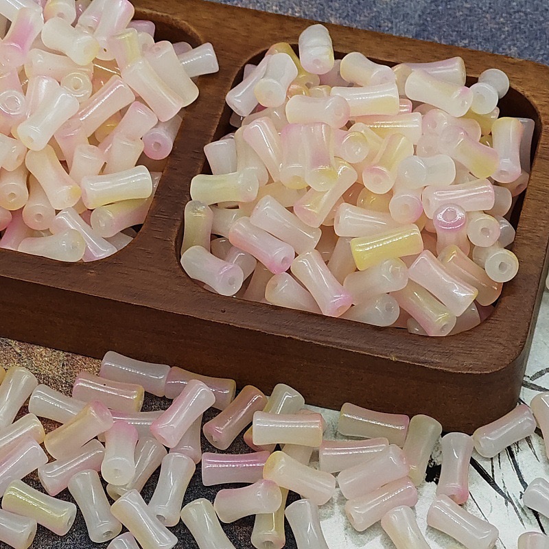 6X12mm玻璃渐变竹节仿玉石串珠古风隔珠饰品手工diy发饰手串琉璃 详情图10