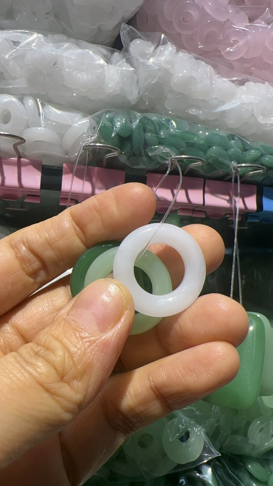 新款仿玉琉璃跑环手工diy材料手串手持佛珠手捻戒圈饰品配件批发