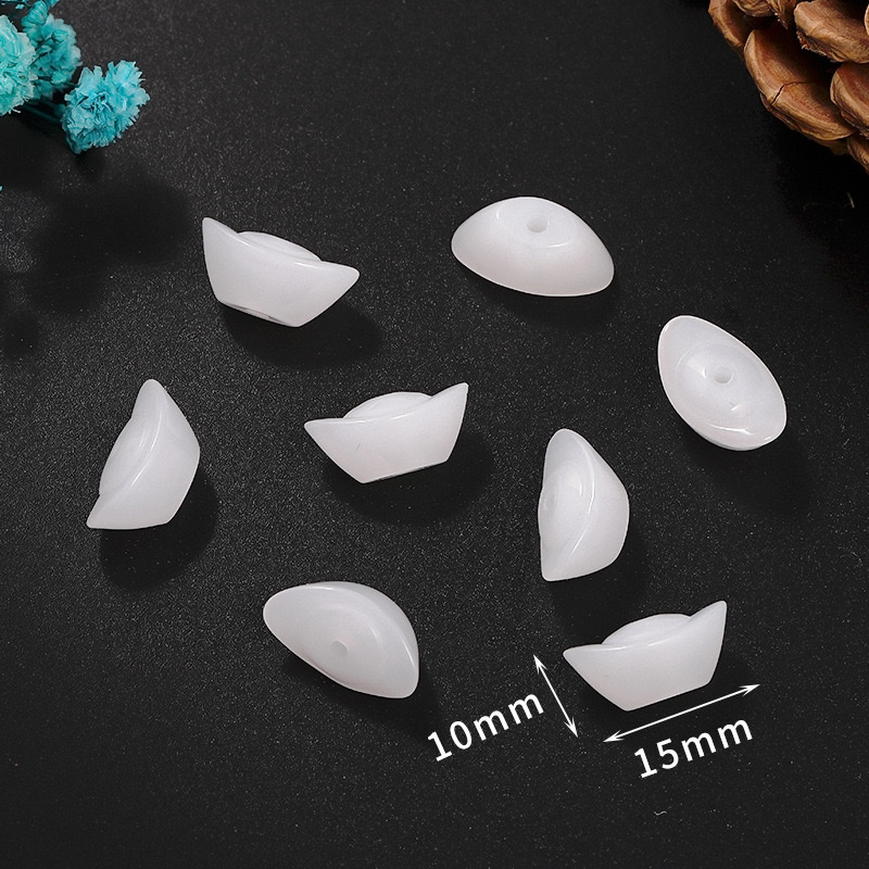 古风仿琉璃玉石吊坠饰品diy手链挂件白玉黄玉浅绿项链手串配件 琉璃元宝详情图3