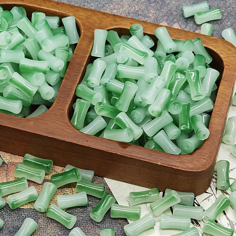 6X12mm玻璃竹节渐变仿玉石串珠古风隔珠饰品手工diy发饰手串琉璃 详情图12