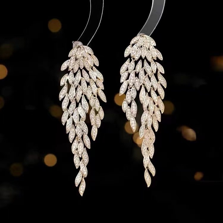 Earrings Women's Long Temperament High Quality Accessories Women's Long Temperament Studs Women's Long Temperament Elegant Unique Design Exquisite Earrings Gift Selection Specification drawing
