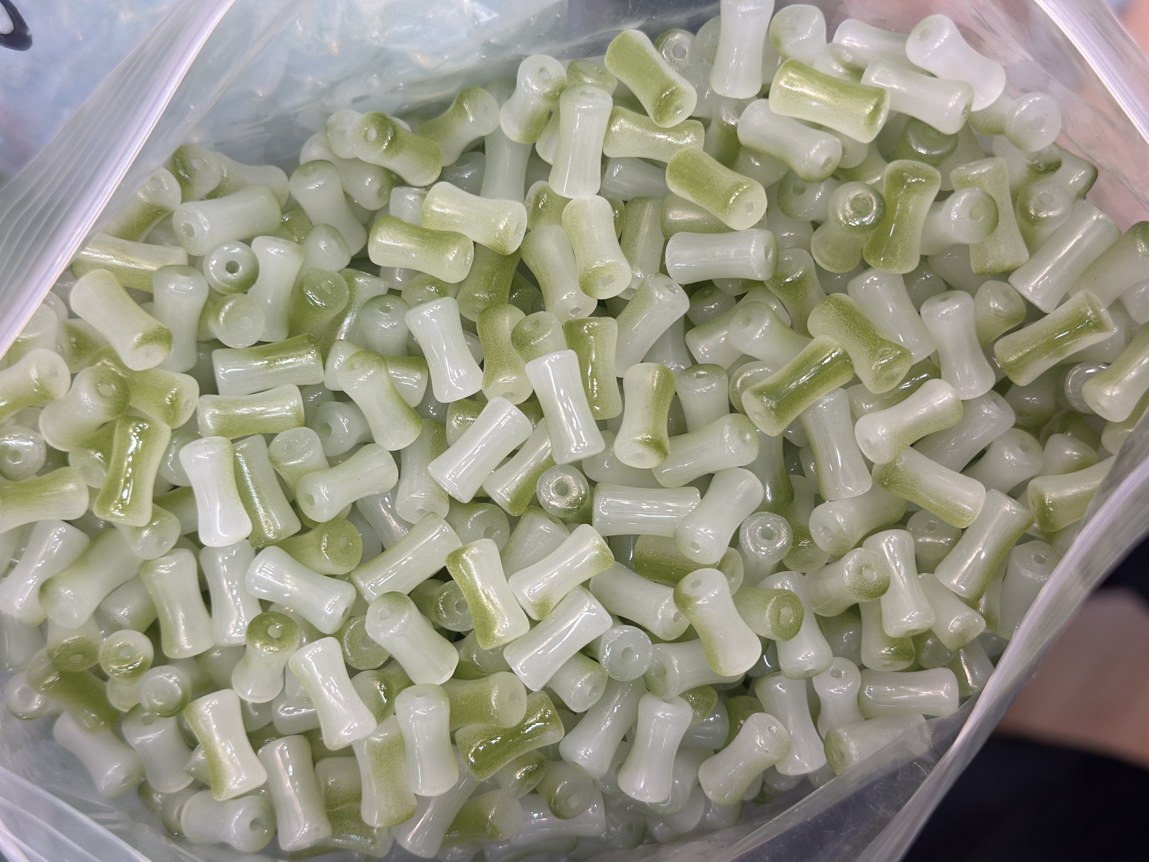 6X12mm玻璃渐变竹节仿玉石串珠古风隔珠饰品手工diy发饰手串琉璃 图