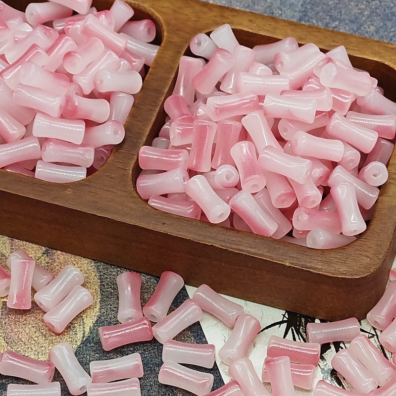 6X12mm玻璃渐变竹节仿玉石串珠古风隔珠饰品手工diy发饰琉璃手串详情图7