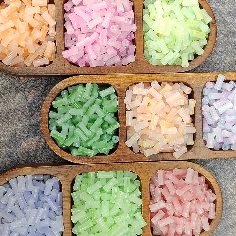 6X12mm玻璃渐变竹节仿玉石串珠古风隔珠饰品手工diy发饰手串琉璃 详情图4