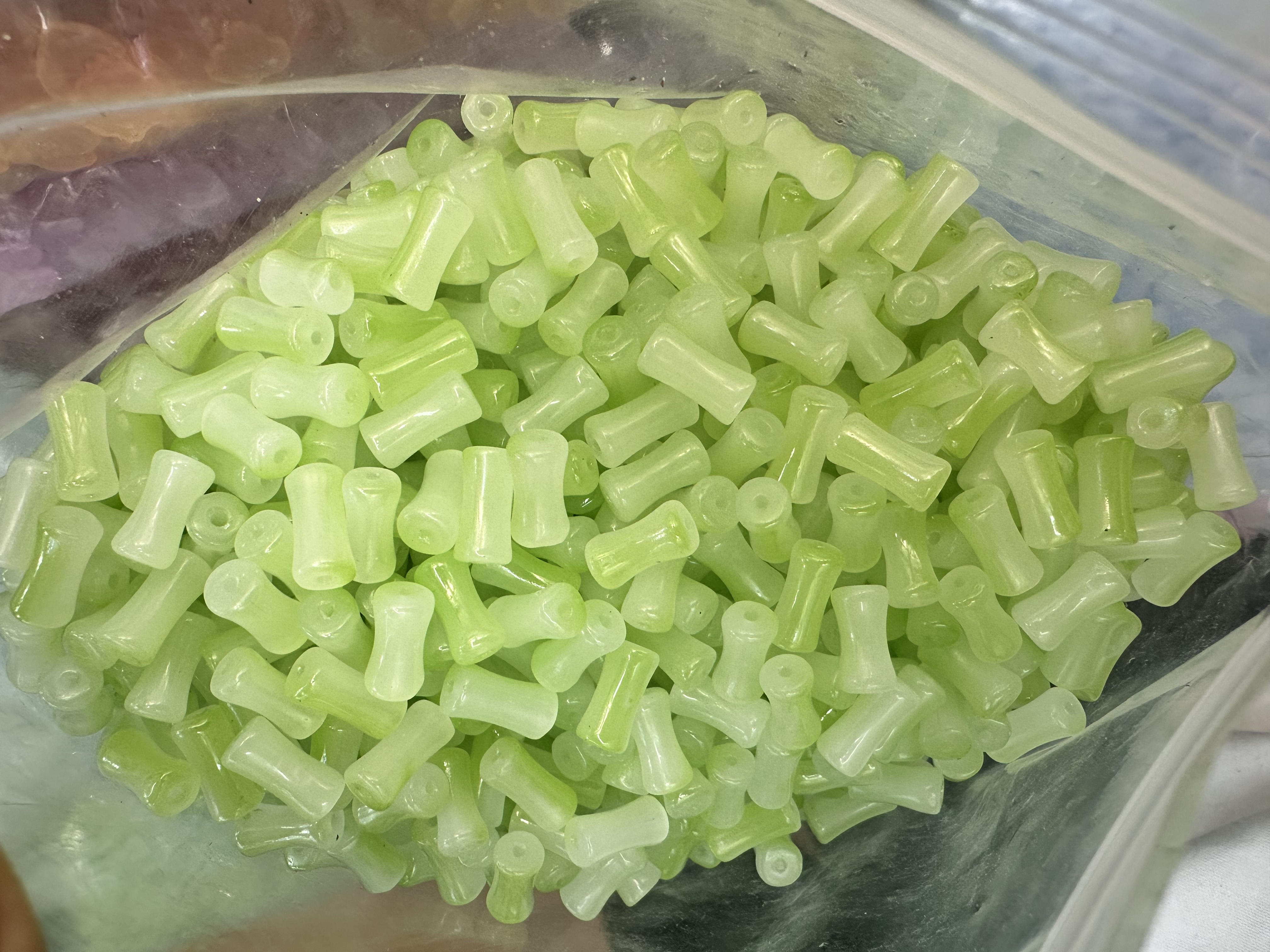 6X12mm玻璃渐变竹节仿玉石串珠古风隔珠饰品手工diy发饰手串琉璃 细节图