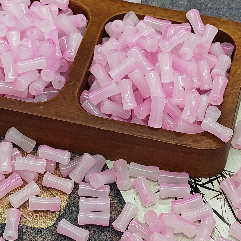 6X12mm玻璃竹节渐变仿玉石串珠古风隔珠饰品手工diy发饰手串琉璃 详情图8