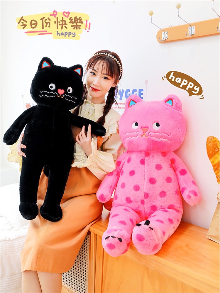 Polka dot cat cute throw pillow cushion, nap cat plush toy, dopamine doll, in stock, throw pillow for men 2022, cute Capibara pic 4