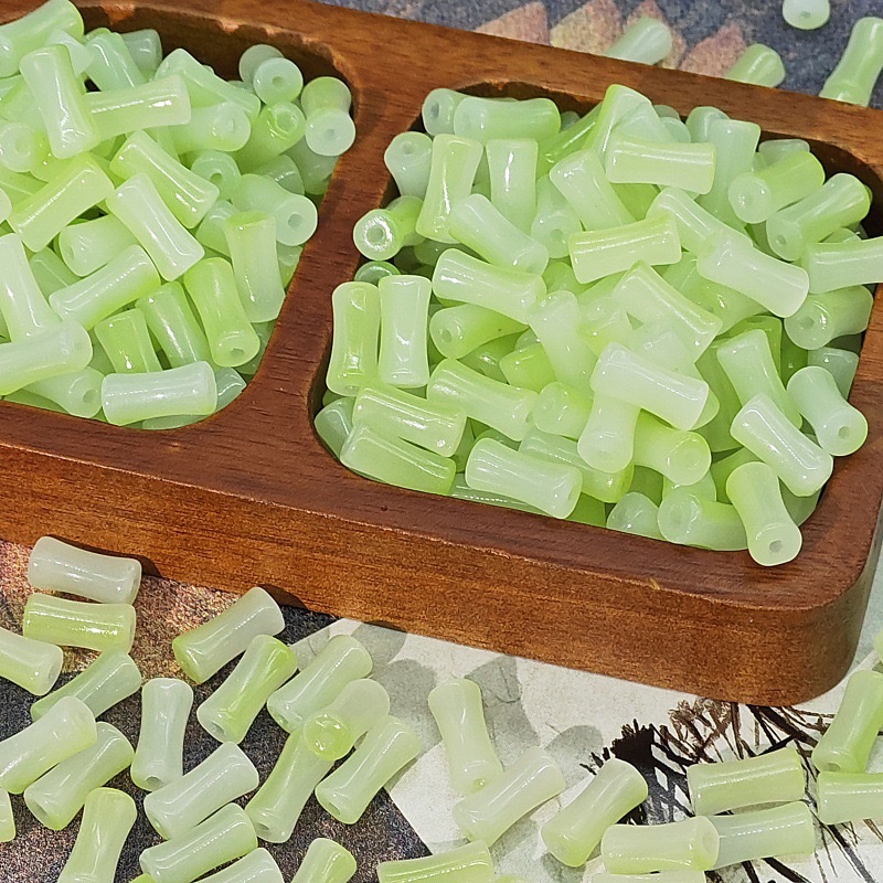 6X12mm玻璃渐变竹节仿玉石串珠古风隔珠饰品手工diy发饰手串琉璃 详情图16