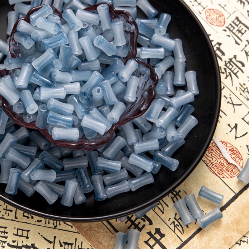 6X12mm玻璃竹节渐变仿玉石串珠古风隔珠饰品手工diy发饰手串琉璃 